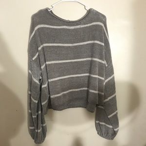 AEO Gray Balloon Sleeve Sweater